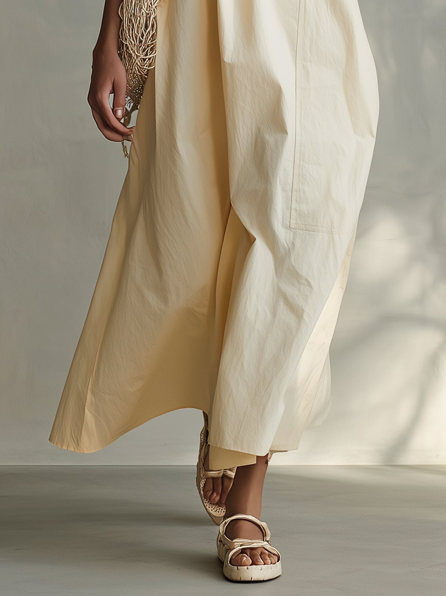 Pale Yellow Lace Tie Sleeveless Maxi Dress